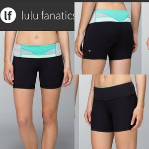 lululemon athletica Black Shorts with Mint & White Waistband